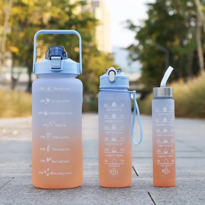 Motivational Water Bottle with Straw Time Marker