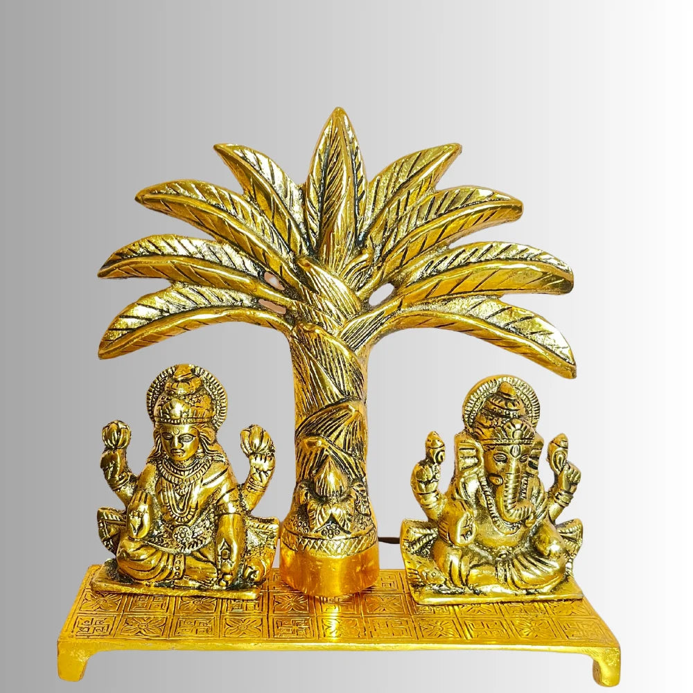 Gold Plated Laxmi Ganesh Statue