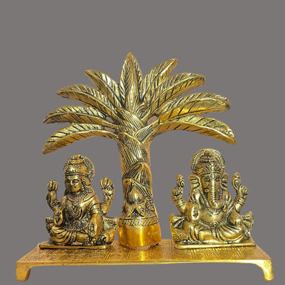 Gold Plated Laxmi Ganesh Statue