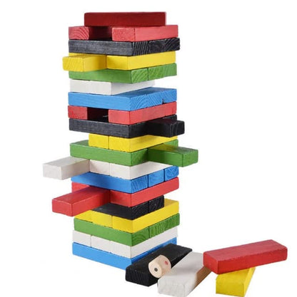 Colorful Wooden Stacking Games For Kids And Adults|Balancing Puzzles Toys|Wood Falling Tower With 4Dice|Math Challenging Game