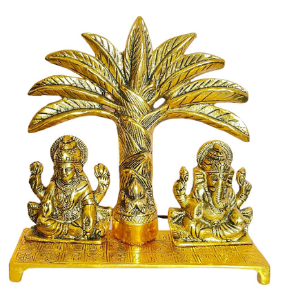 Gold Plated Laxmi Ganesh Statue