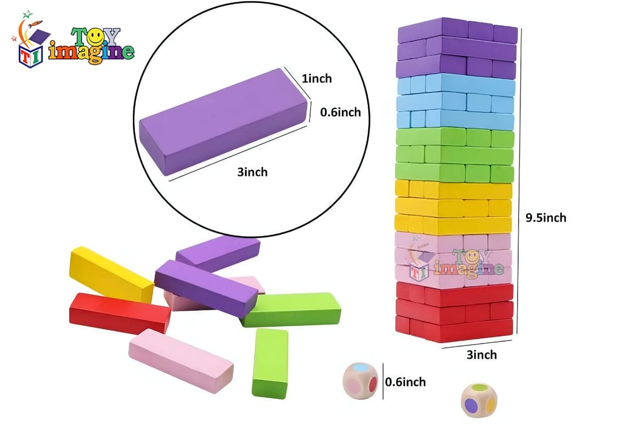 Colorful Wooden Stacking Games For Kids And Adults|Balancing Puzzles Toys|Wood Falling Tower With 4Dice|Math Challenging Game