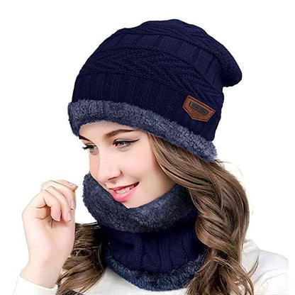 Winter Sports Cap & Muffler for Men & Women| Beanie Cap| 1 Set| (Multicolor)