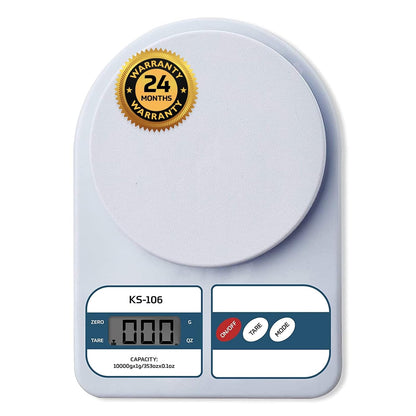 Kitchen Scale Multipurpose Portable Electronic Digital Weighing Scale | Weight Machine With Back light LCD Display | White |10 kg | 2 Year Warranty