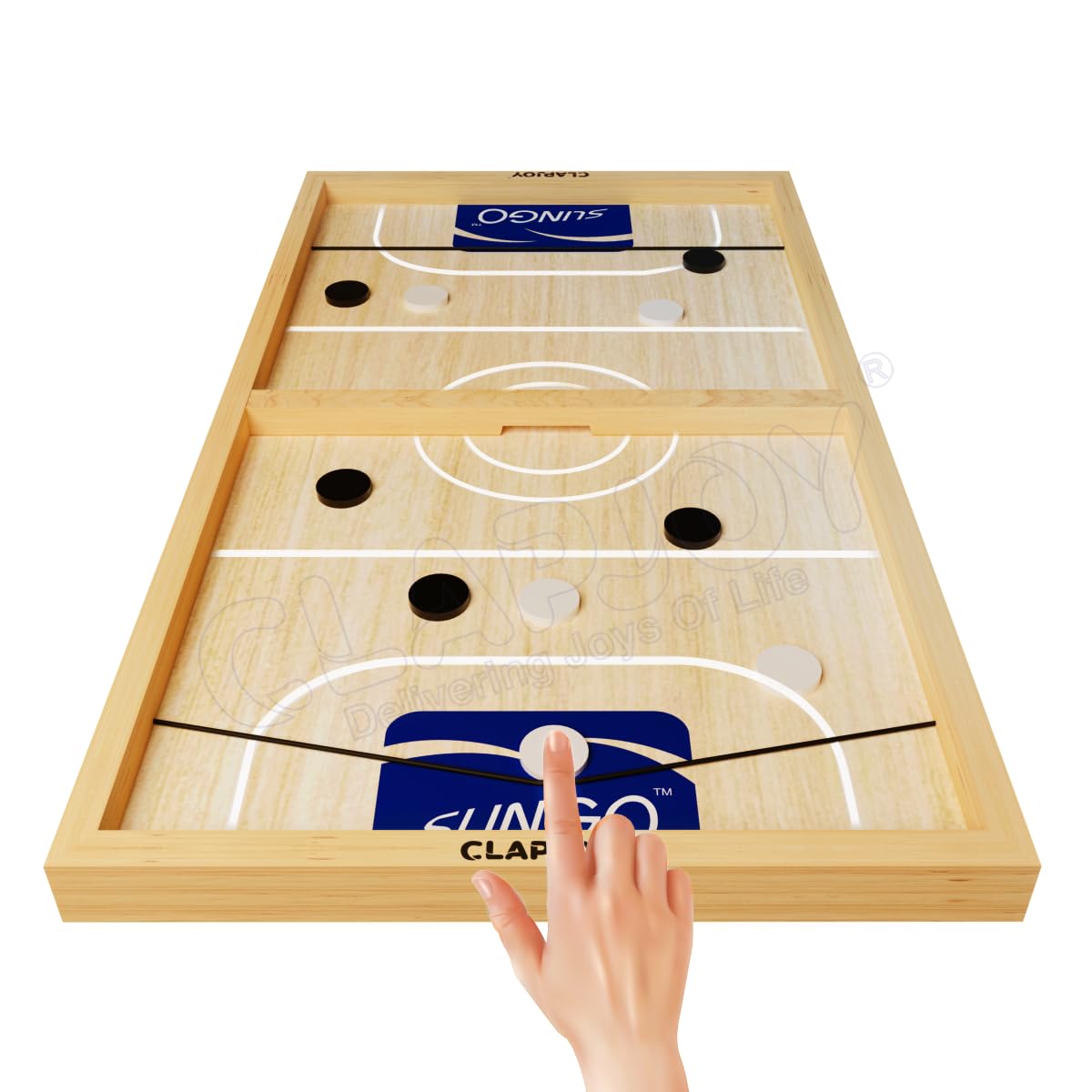 Fastest Finger First Board Game for Adults & Kids Wooden String Hockey Game Sling Puck Board Hockey Toy Perfect for Family Entertainment, Birthday Party