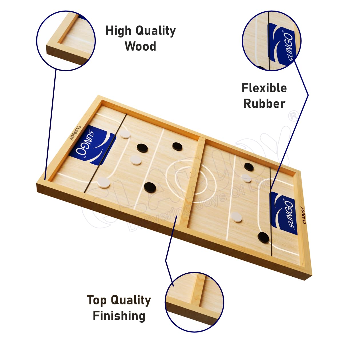 Fastest Finger First Board Game for Adults & Kids Wooden String Hockey Game Sling Puck Board Hockey Toy Perfect for Family Entertainment, Birthday Party