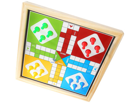 Ludo + Snakes & Ladders Wooden Magnetic Board Game 2-Pack - Two Game Set in One Bundle - Children's Family Pachisi Learning Dice Games