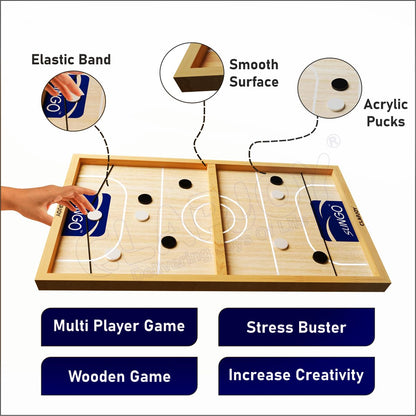 Fastest Finger First Board Game for Adults & Kids Wooden String Hockey Game Sling Puck Board Hockey Toy Perfect for Family Entertainment, Birthday Party