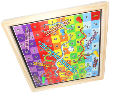 Ludo + Snakes & Ladders Wooden Magnetic Board Game 2-Pack - Two Game Set in One Bundle - Children's Family Pachisi Learning Dice Games