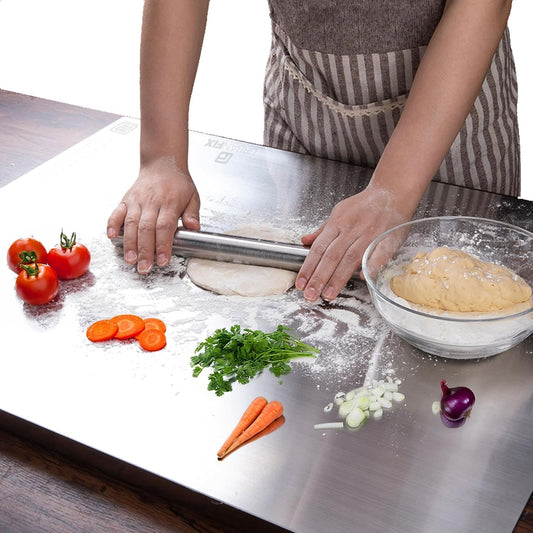 op Chopping Board Stainless Steel - Extra Large, 60x47x1.2cm Heavy Duty Multipurpose Worktop Platform with Round Edge | Hygiene