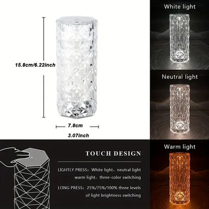 Crystal Lamp,16 Color Changing Rose Crystal Diamond Table Lamp