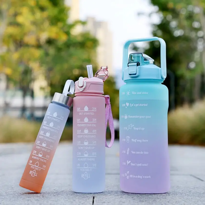 Motivational Water Bottle with Straw Time Marker