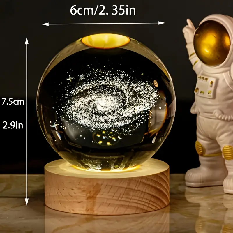 3D Galaxy Crystal Ball Night Lamp