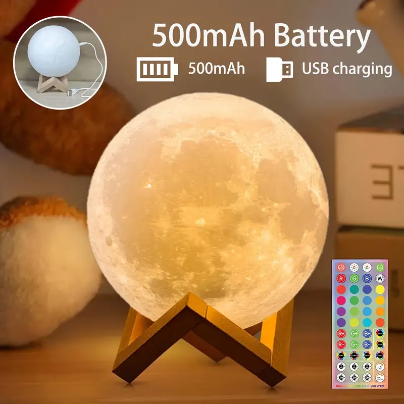 3D Moon Lamp with Stand for Bedroom