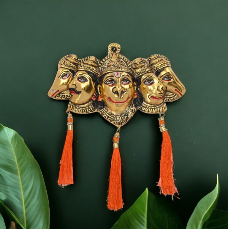Gold-Finish Panchmukhi Hanuman Ji Wall Hanging