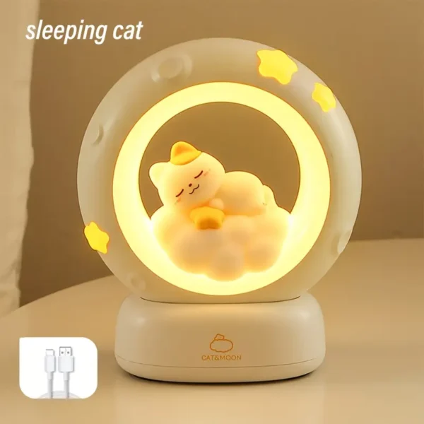 Rechargeable Cat & Moon LED Night Lamp