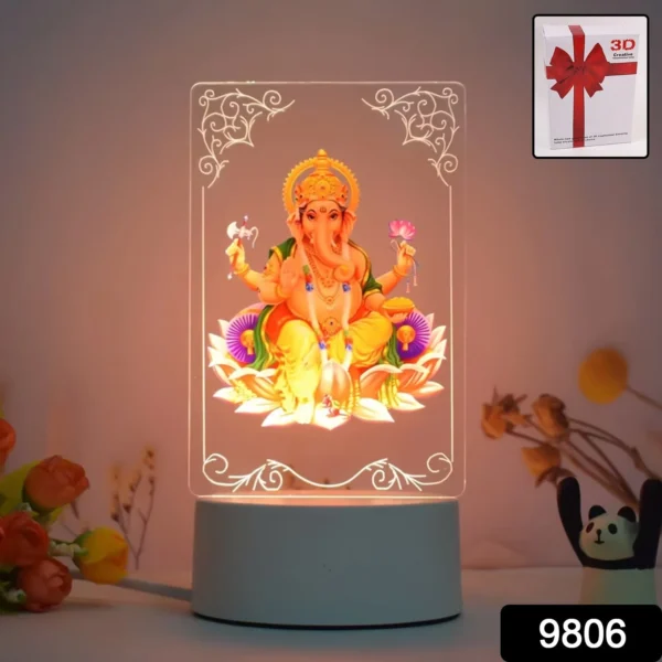 3D Lord Ganesha Frame with Soft White LED Light