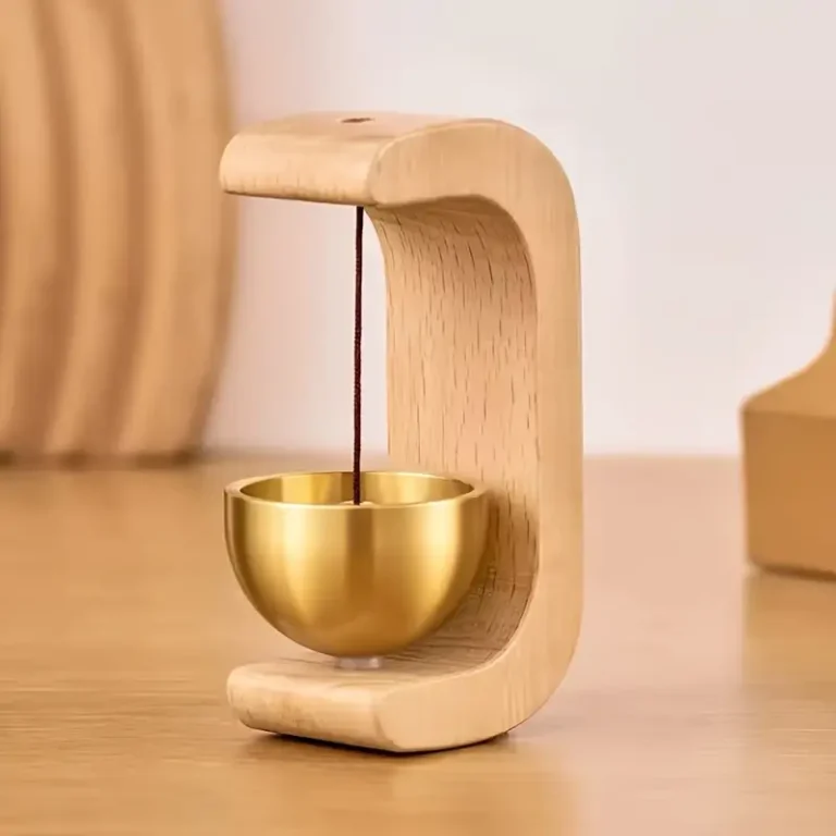 Magnetic Wooden Table Bell with Brass Bowl